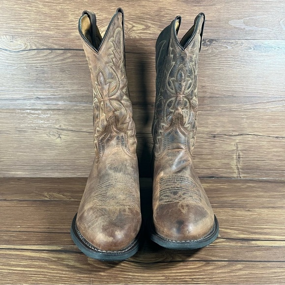 Laredo Boots Brown Leather Cowboyy Boots Shoes Men’s Size 10 EXTRA WIDE - Picture 4 of 10
